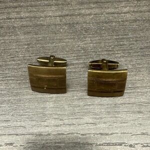 Foster Cufflinks Mens OS Gold Good Vintage Etched Curved Rectangle Toggle Back